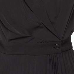 Pre Owned Sandro Black Crepe Pleated Midi Dress XS