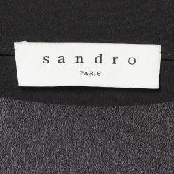 Pre Owned Sandro Black Crepe Pleated Midi Dress XS