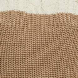 Sandro Camel Brown/Cream Wool Blend and Cable Knit Sweater S