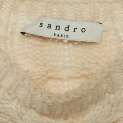 Sandro Camel Brown/Cream Wool Blend and Cable Knit Sweater S