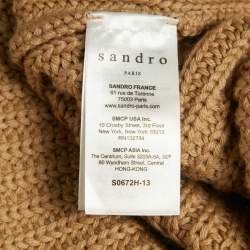 Sandro Camel Brown/Cream Wool Blend and Cable Knit Sweater S