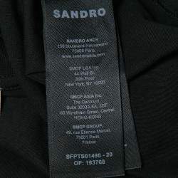 Pre Owned Sandro Black Rhinestone Jersey Tie-Front T-Shirt XS
