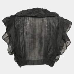 Sandro Black Linen Blend Folie Ruffled Crop Top M