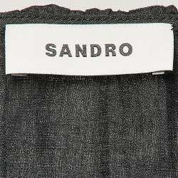 Sandro Black Linen Blend Folie Ruffled Crop Top M