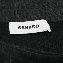 Sandro Black Linen Blend Ruffled Midi Wrap Skirt M