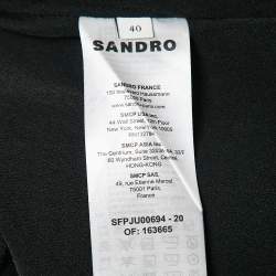Sandro Black Linen Blend Ruffled Midi Wrap Skirt M