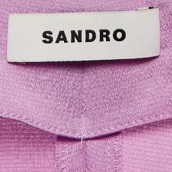 Pre Owned Sandro Lavender Crepe Ruche Detail Midi Slip Dress M
