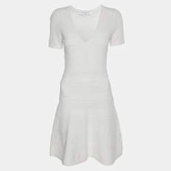 Sandro White Stretch Knit Fabric Mini Dress S