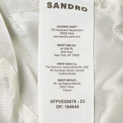 Sandro Grey Crystal Embellished Wool-Blend Crop Blazer S