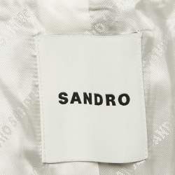 Sandro Grey Crystal Embellished Wool-Blend Crop Blazer S