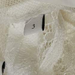 Sandro White Cotton Lace Trimmed A-Line Blouse L