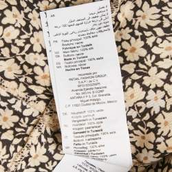 Pre Owned Sandro Cream/Black Flowering Print Silk Chelsea Collar Mini Dress S