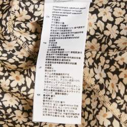 Pre Owned Sandro Cream/Black Flowering Print Silk Chelsea Collar Mini Dress S