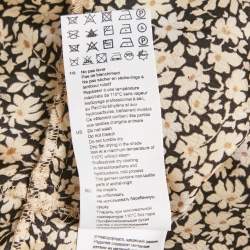 Pre Owned Sandro Cream/Black Flowering Print Silk Chelsea Collar Mini Dress S