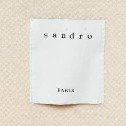 Pre Owned Sandro Beige Glenda Argyle Wool Knit Cardigan L