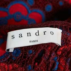 Pre Owned Sandro Red Guipure Lace Mini Dress S