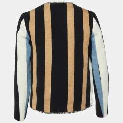 Sandro Black Striped Cotton Open Front Jacket S