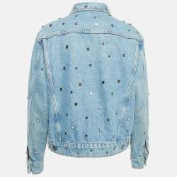 Sandro Blue Mirror Studded Denim Jacket M
