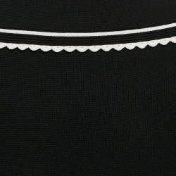 Pre Owned Sandro Black Jersey Contrast Trimmed Front Cut Short Skirt M
