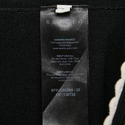 Pre Owned Sandro Black Jersey Contrast Trimmed Front Cut Short Skirt M