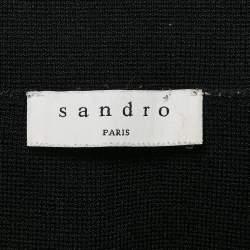 Pre Owned Sandro Black Jersey Contrast Trimmed Front Cut Short Skirt M