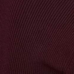 Sandro Burgundy Knit Otane Pearly Cuff Fit & Flare Dress M