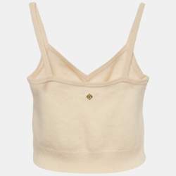 Sandro Cream Wool Rib Knit Ruched Camisole Top M