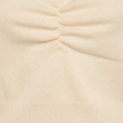 Sandro Cream Wool Rib Knit Ruched Camisole Top M