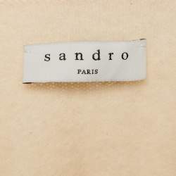 Sandro Cream Wool Rib Knit Ruched Camisole Top M