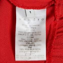 Pre Owned Sandro Red Crepe Sleeveless Flounce Mini Dress S