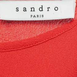 Pre Owned Sandro Red Crepe Sleeveless Flounce Mini Dress S