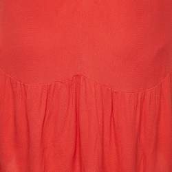 Pre Owned Sandro Red Crepe Sleeveless Flounce Mini Dress S