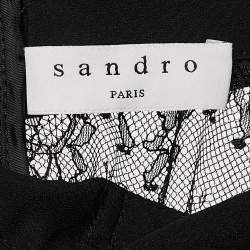 Pre Owned Sandro Black/White Lace Mini Dress S