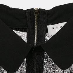 Pre Owned Sandro Black/White Lace Mini Dress S