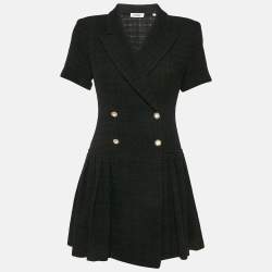 Sandro Black Tweed Double Breasted Mini Dress M