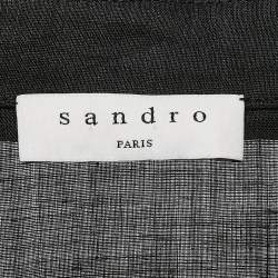Pre Owned Sandro Black Ramie Belted Button Front Blouse M