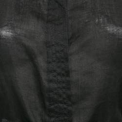 Pre Owned Sandro Black Ramie Belted Button Front Blouse M