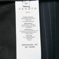 Sandro Navy Blue Pinstripe Herringbone Trousers L
