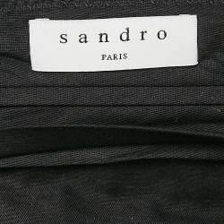 Sandro Navy Blue Pinstripe Herringbone Trousers L