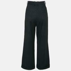 Sandro Navy Blue Pinstripe Herringbone Trousers L