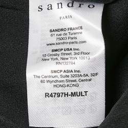 Sandro Black Printed Silk Tiered Sleeveless Mini Dress S
