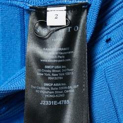 Sandro Blue Knit Pleat Effect Mini Skirt M