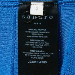 Sandro Blue Knit Pleat Effect Mini Skirt M