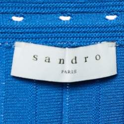 Sandro Blue Knit Pleat Effect Mini Skirt M