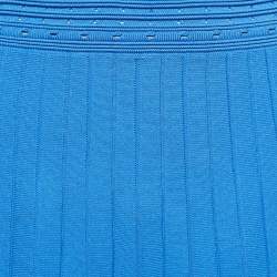 Sandro Blue Knit Pleat Effect Mini Skirt M