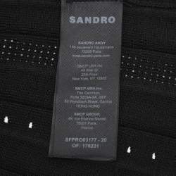 Pre Owned Sandro Black/Cream Stretch Knit Long Dress S