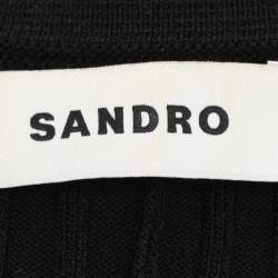 Pre Owned Sandro Black/Cream Stretch Knit Long Dress S
