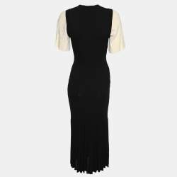 Pre Owned Sandro Black/Cream Stretch Knit Long Dress S