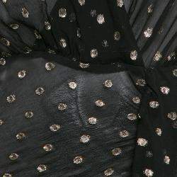 Pre Owned Sandro Black Loona Polka Dots Fil-coupe Chiffon Midi Dress XS