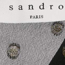 Pre Owned Sandro Black Loona Polka Dots Fil-coupe Chiffon Midi Dress XS